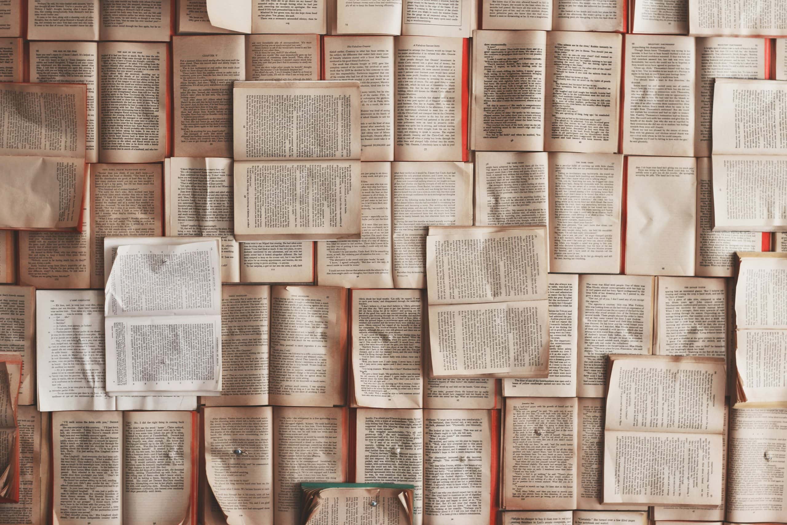dozens of overlapped open books